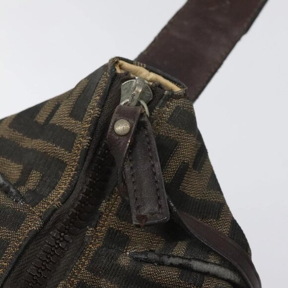 FENDI Zucca Canvas Hand Bag Brown Black Auth bs24769 - Picture 11 of 16